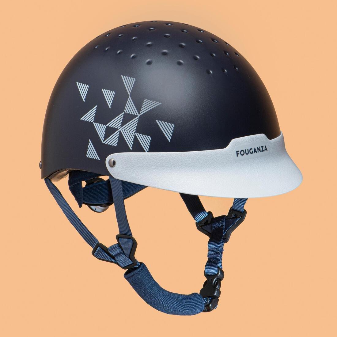 Kids Horse Riding Helmet 100, Blue, No Color, medium