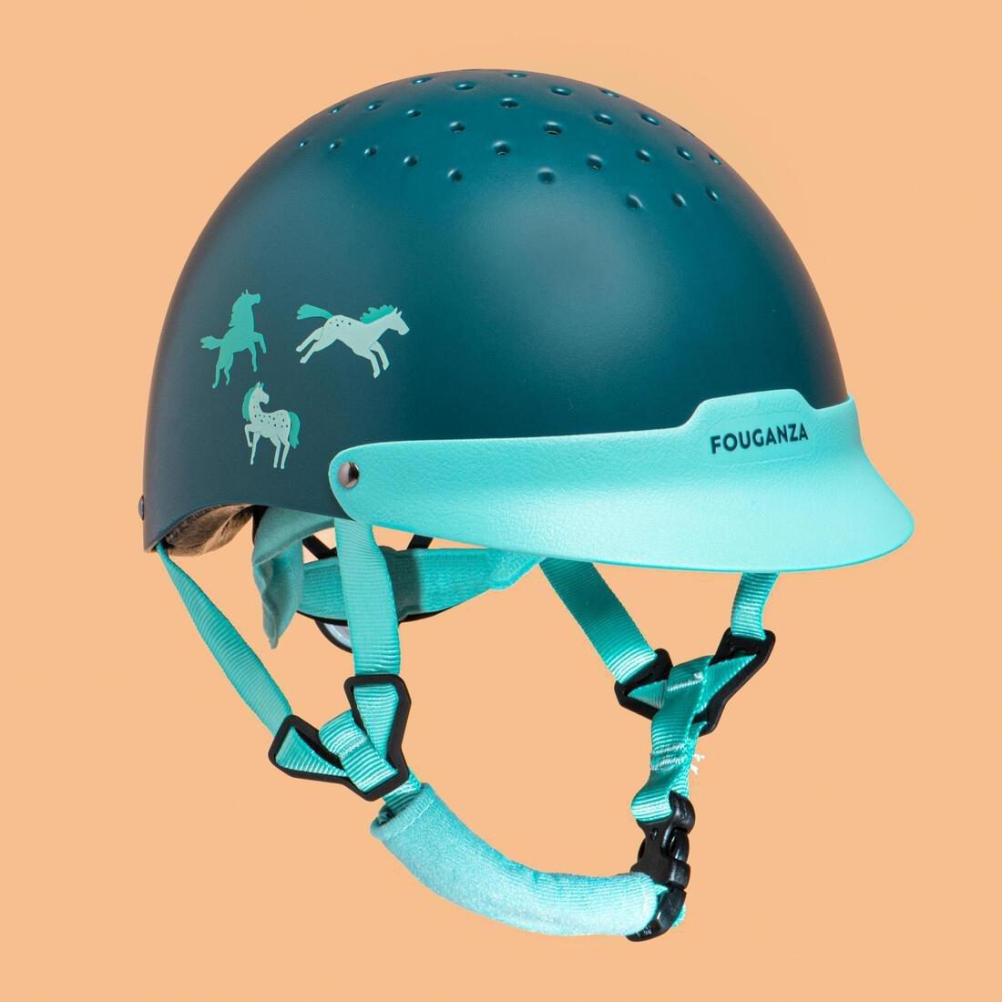 Kids Horse Riding Helmet 100, Blue, No Color, large image number 5
