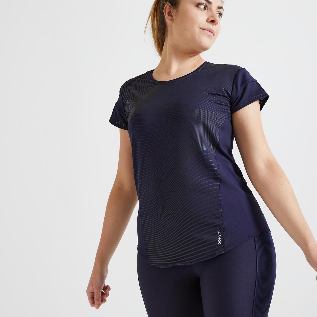 Close-Fitting Fitness T-Shirt - Printed, Blue, No Color, large image number 0