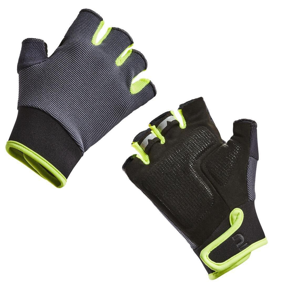 BTWIN - Kids' Cycling Gloves 500, Fluo lime yellow