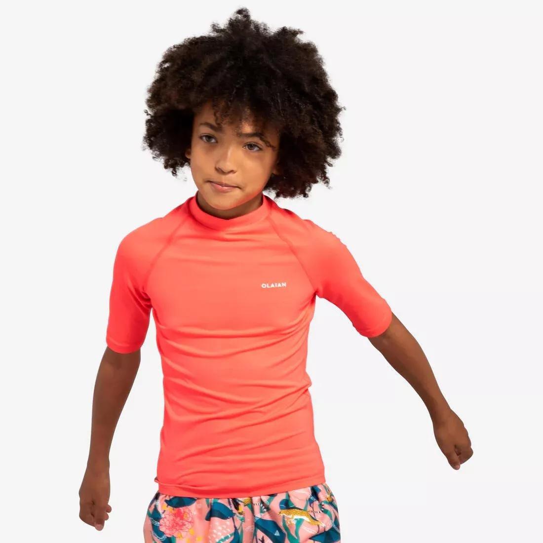 OLAIAN - Kids' UV Protection Sun Top - Coral, Fluo coral pink