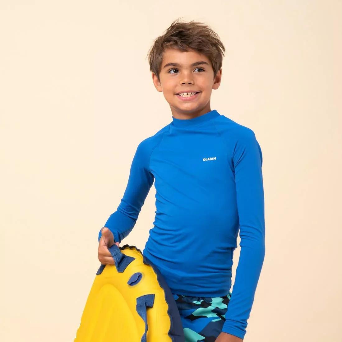 Kids Uv Protection Long Sleeve T-Shirt, Blue, No Color, medium