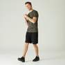DOMYOS - Men's  Slim-Fit Stretch Cotton Fitness T-Shirt, Deep Chocolate Truffle