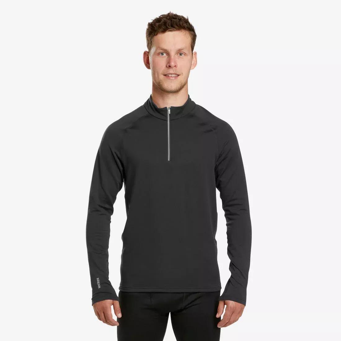 CARBON GREY Men's skiing thermal base layer top BL 500 1/2 zip, No Color, large image number 0