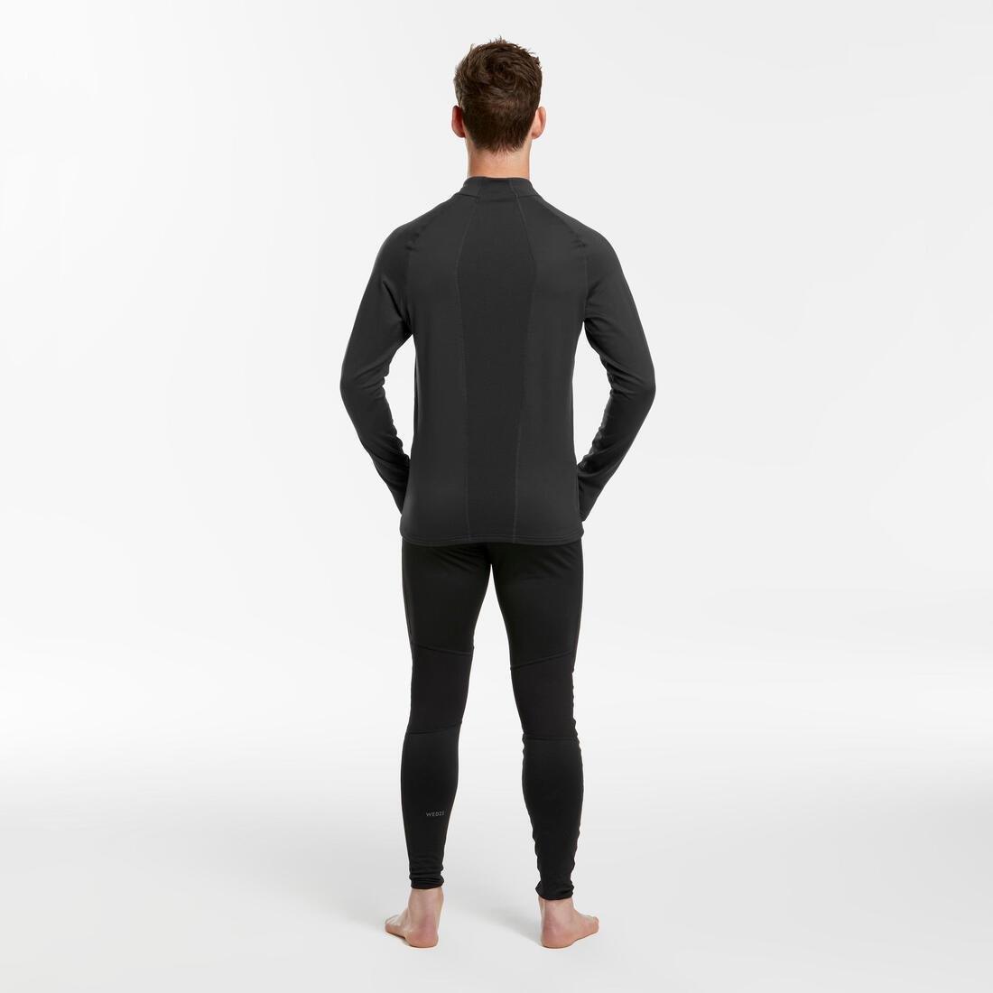 CARBON GREY Men's skiing thermal base layer top BL 500 1/2 zip, No Color, large image number 7
