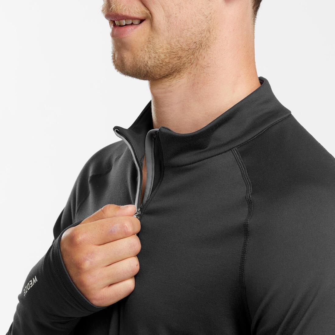 CARBON GREY Men's skiing thermal base layer top BL 500 1/2 zip, No Color, large image number 8