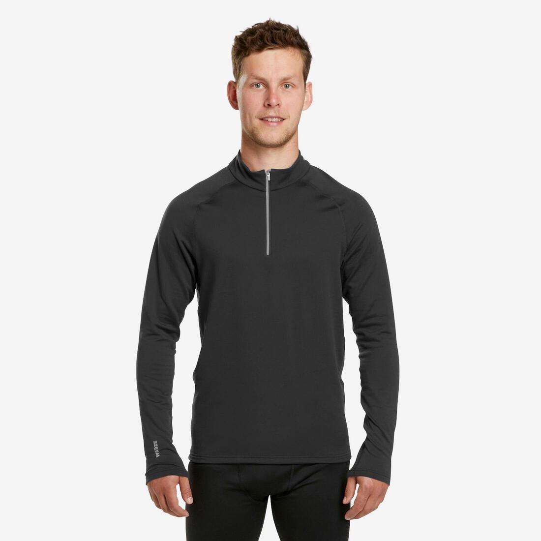 CARBON GREY Men's skiing thermal base layer top BL 500 1/2 zip, No Color, large image number 10