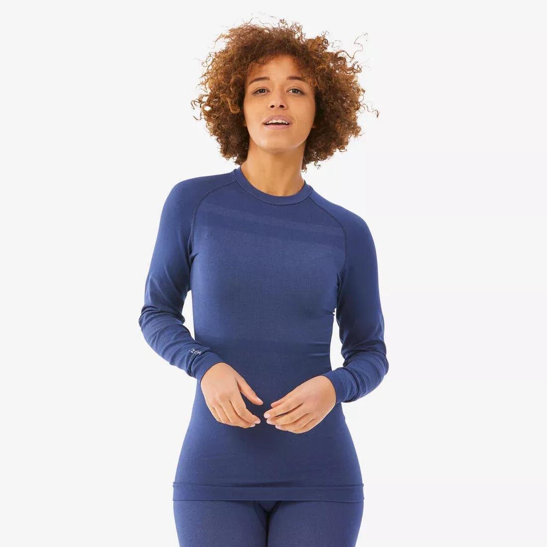 ASPHALT BLUE Women's Warm, Breathable Seamless Thermal Base Layer Ski Top - BL500 - Navy, , large image number 0