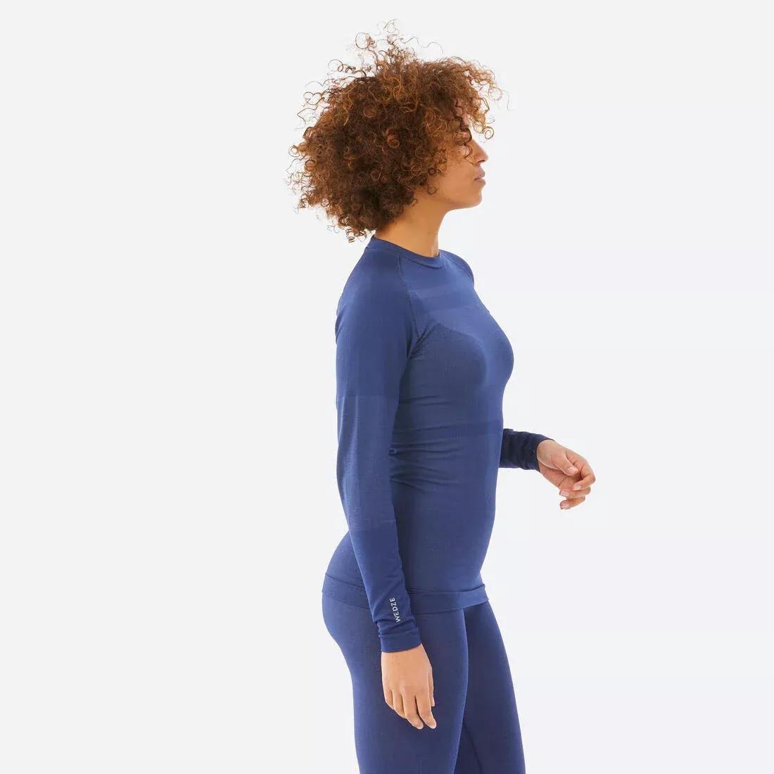ASPHALT BLUE Women's Warm, Breathable Seamless Thermal Base Layer Ski Top - BL500 - Navy, , large image number 2
