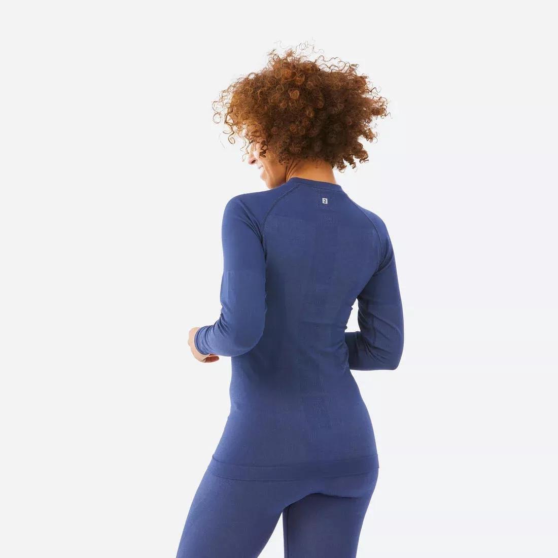 ASPHALT BLUE Women's Warm, Breathable Seamless Thermal Base Layer Ski Top - BL500 - Navy, , large image number 3