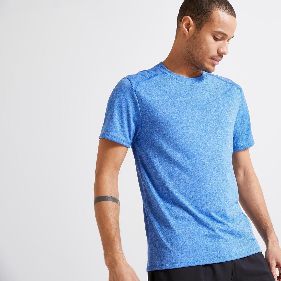 DOMYOS - Technical Fitness T-Shirt 100 - Mottled, Bright Indigo