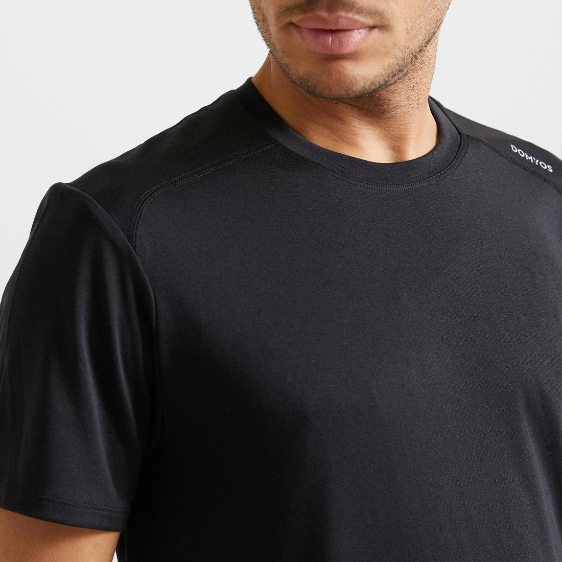 DOMYOS - Technical Fitness T-Shirt 100 - Mottled, Black