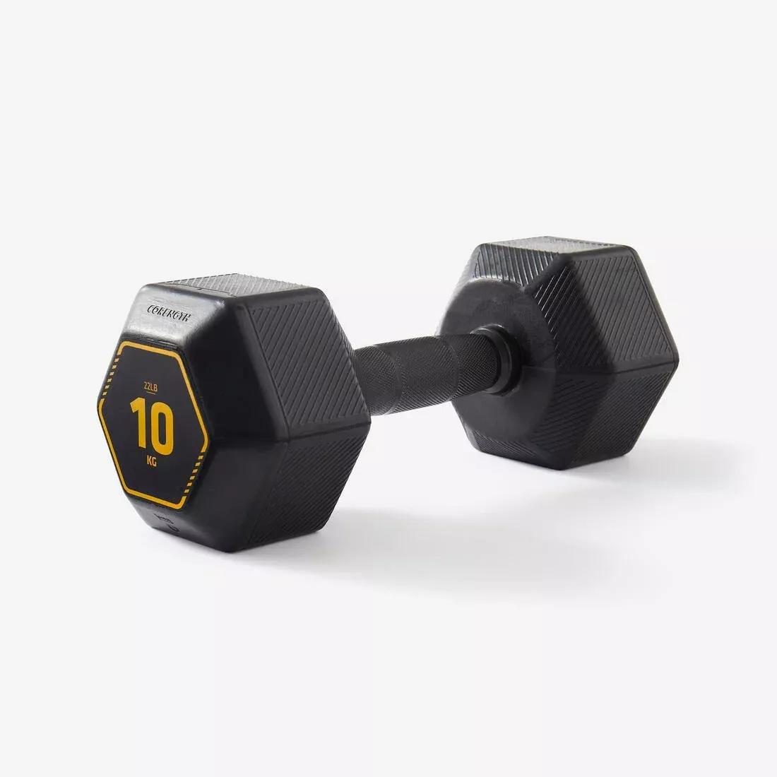 10 Kg Cross Training And Weight Training Hexagonal Dumbbell, Black, No Color, large image number 0