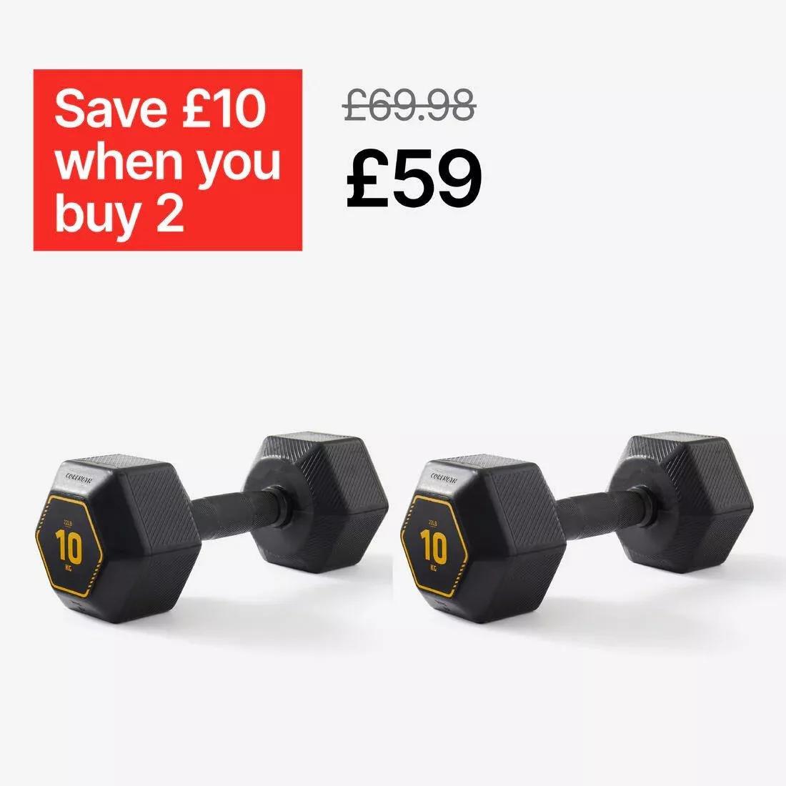 10 Kg Cross Training And Weight Training Hexagonal Dumbbell, Black, No Color, large image number 2