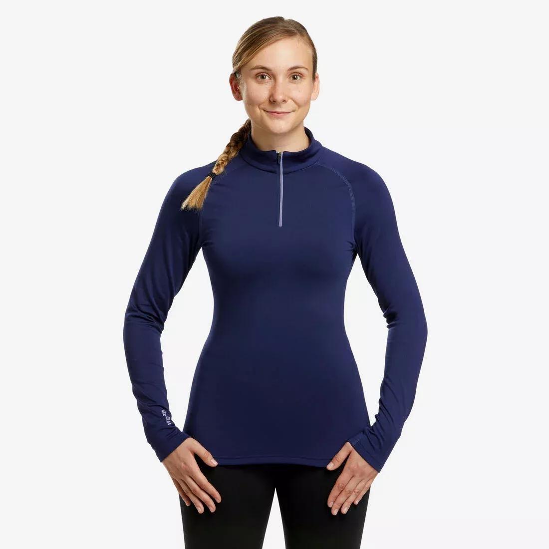 Women Ski Base Layer Top - Bl 500 1/2 Zip, Blue, No Color, large image number 0