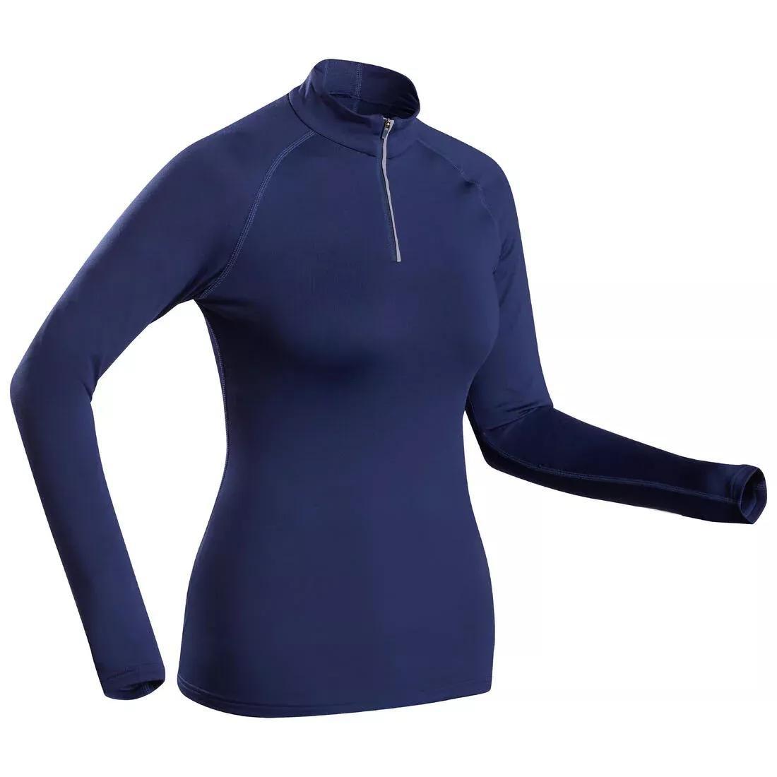 Women Ski Base Layer Top - Bl 500 1/2 Zip, Blue, No Color, large image number 1