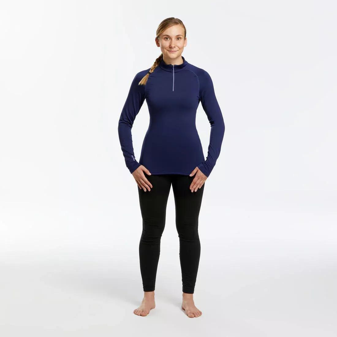 Women Ski Base Layer Top - Bl 500 1/2 Zip, Blue, No Color, large image number 2