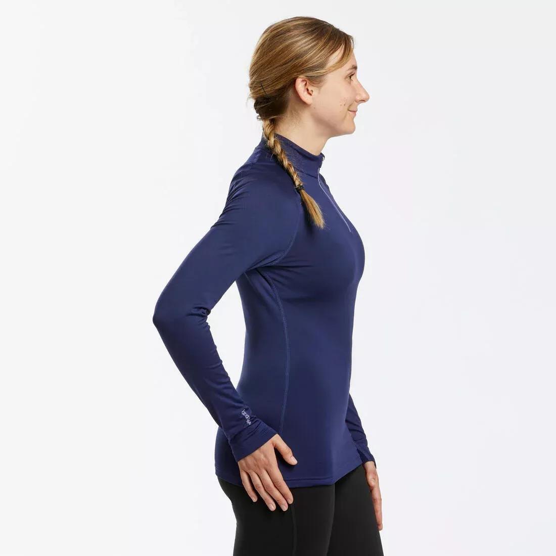 Women Ski Base Layer Top - Bl 500 1/2 Zip, Blue, No Color, large image number 4