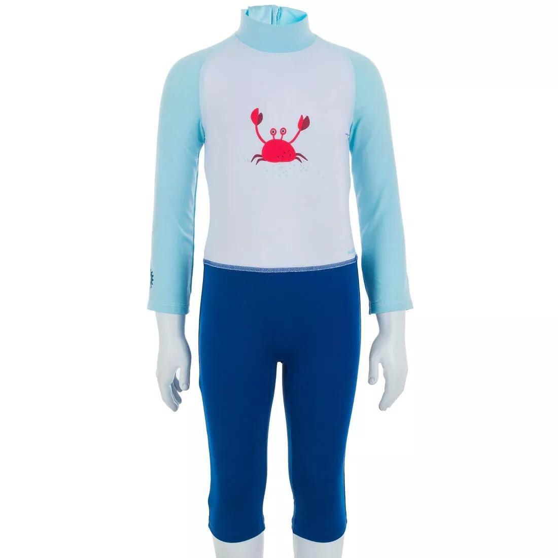 Baby /Kids Swimming Long Sleeve V-Protection Sit Print, Deep Blue, , large image number 2