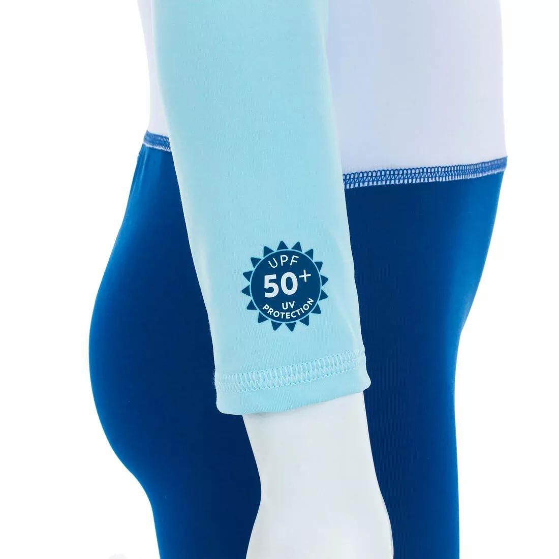 Baby /Kids Swimming Long Sleeve V-Protection Sit Print, Deep Blue, No Color, large image number 5