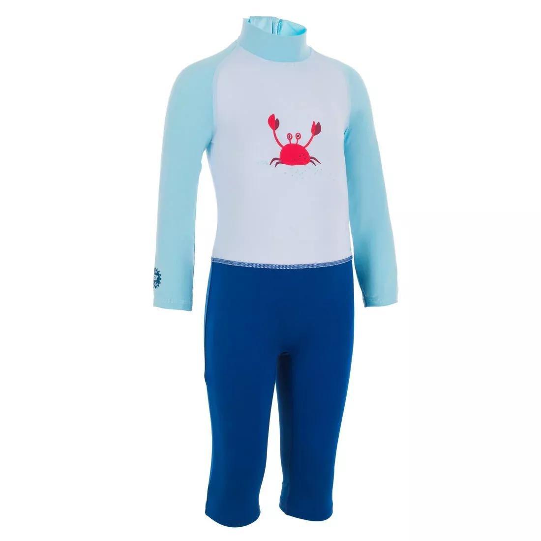 Baby /Kids Swimming Long Sleeve V-Protection Sit Print, Deep Blue, , large image number 7