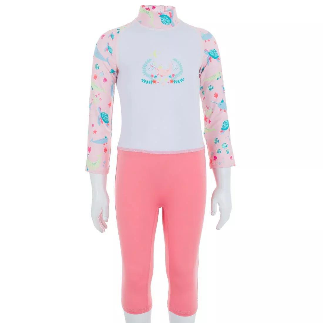 Baby /Kids Swimming Long Sleeve V-Protection Sit Print, Deep Blue, No Color, large image number 8