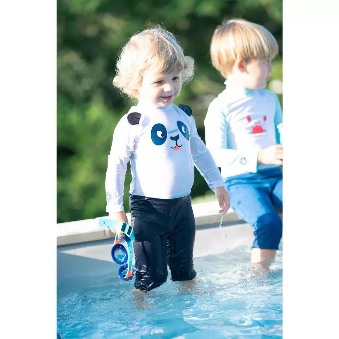 Baby /Kids Swimming Long Sleeve V-Protection Sit Print, Deep Blue, , large image number 14