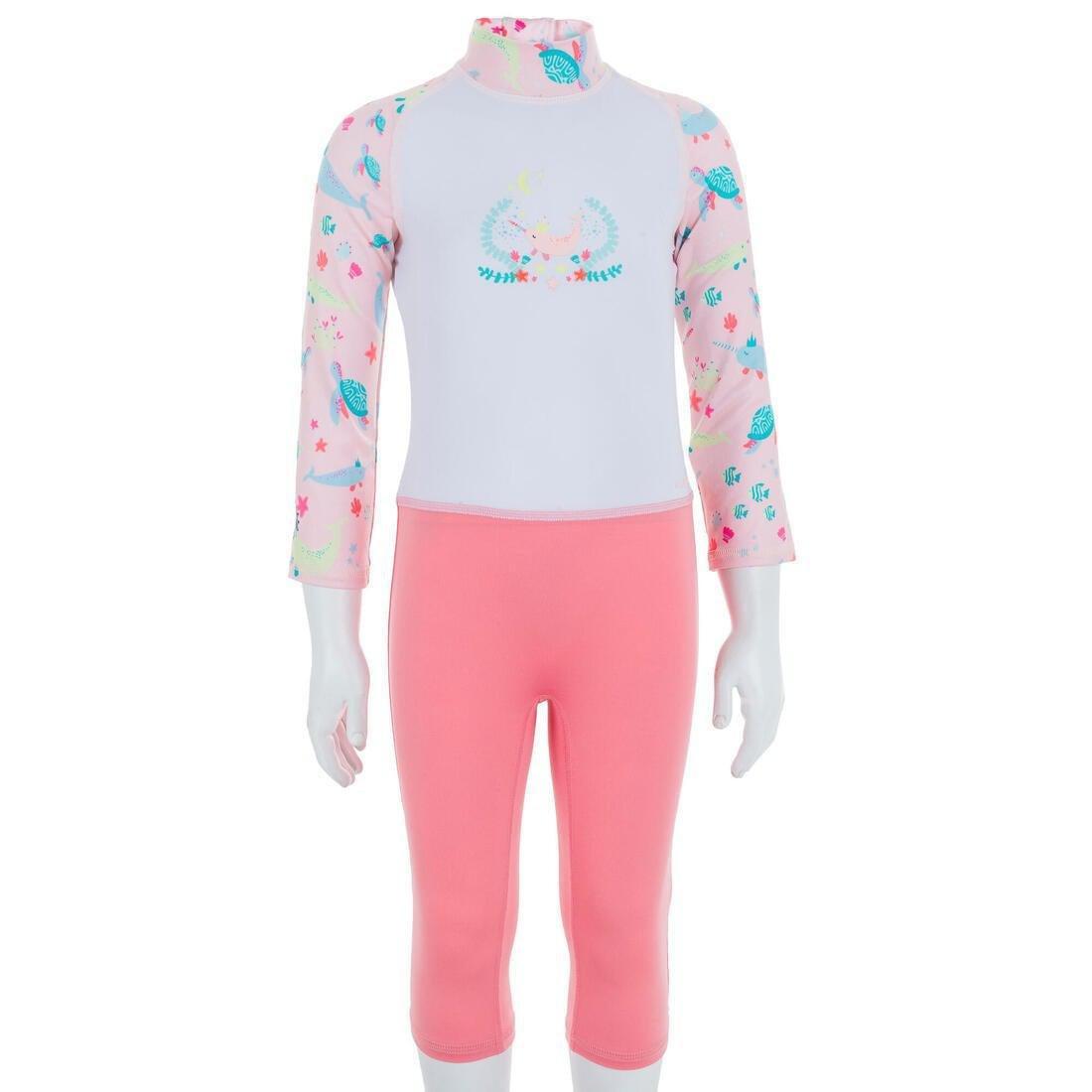 Girls /Kids Long-Sleeve Uv-Protection Swimming Suit Print, Bubblegum, , large image number 9
