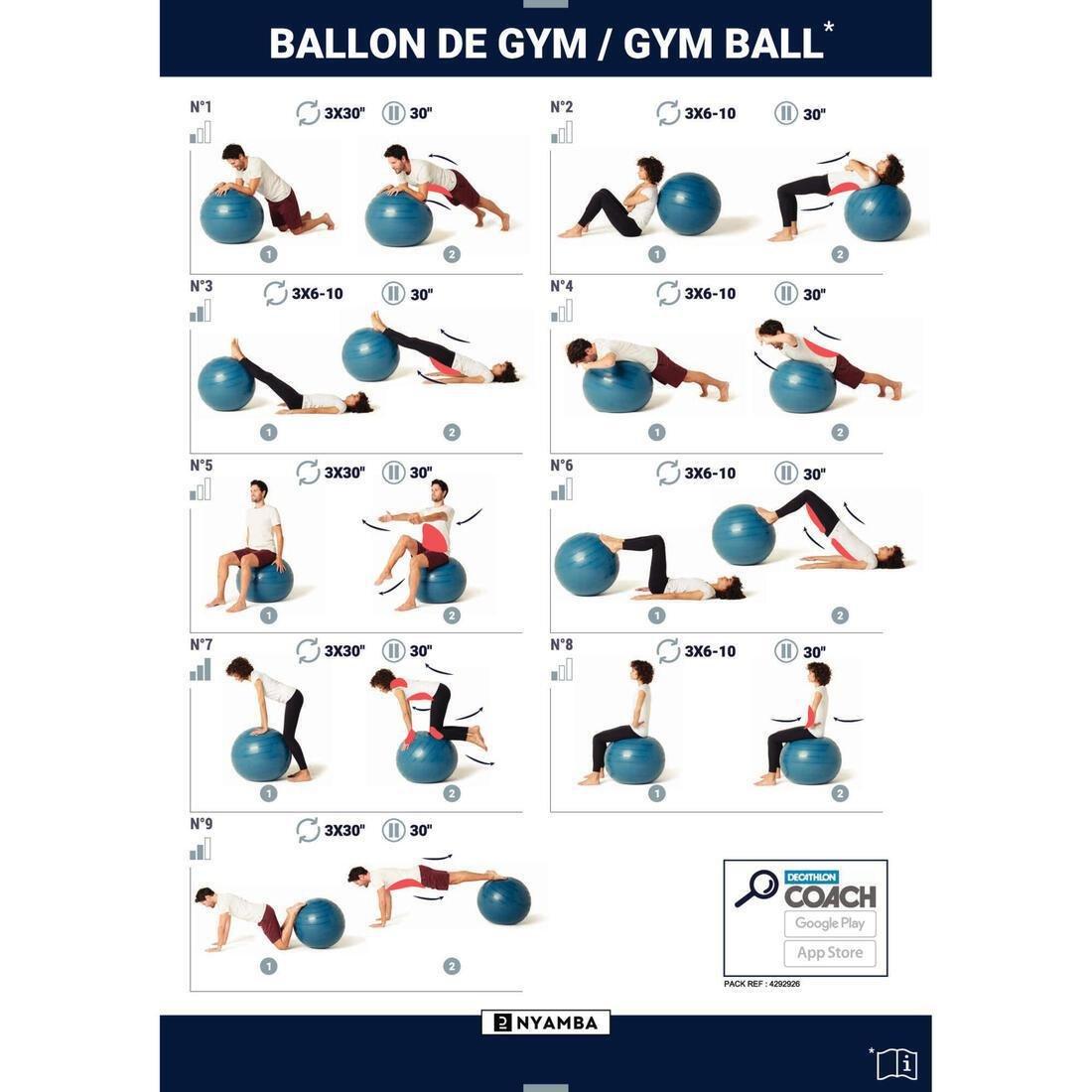 DOMYOS - Durable Fitness Gym Ball Deep Petrol Blue