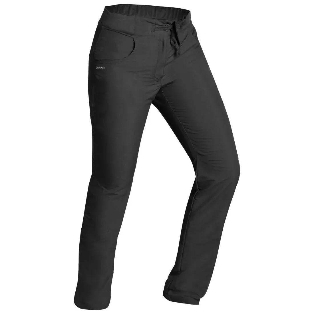 Women's Warm Water-Repellent Hiking Trousers - SH100, Black, No Color, large image number 0