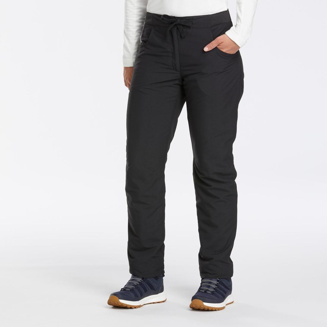 Women's Warm Water-Repellent Hiking Trousers - SH100, Black, , large image number 8