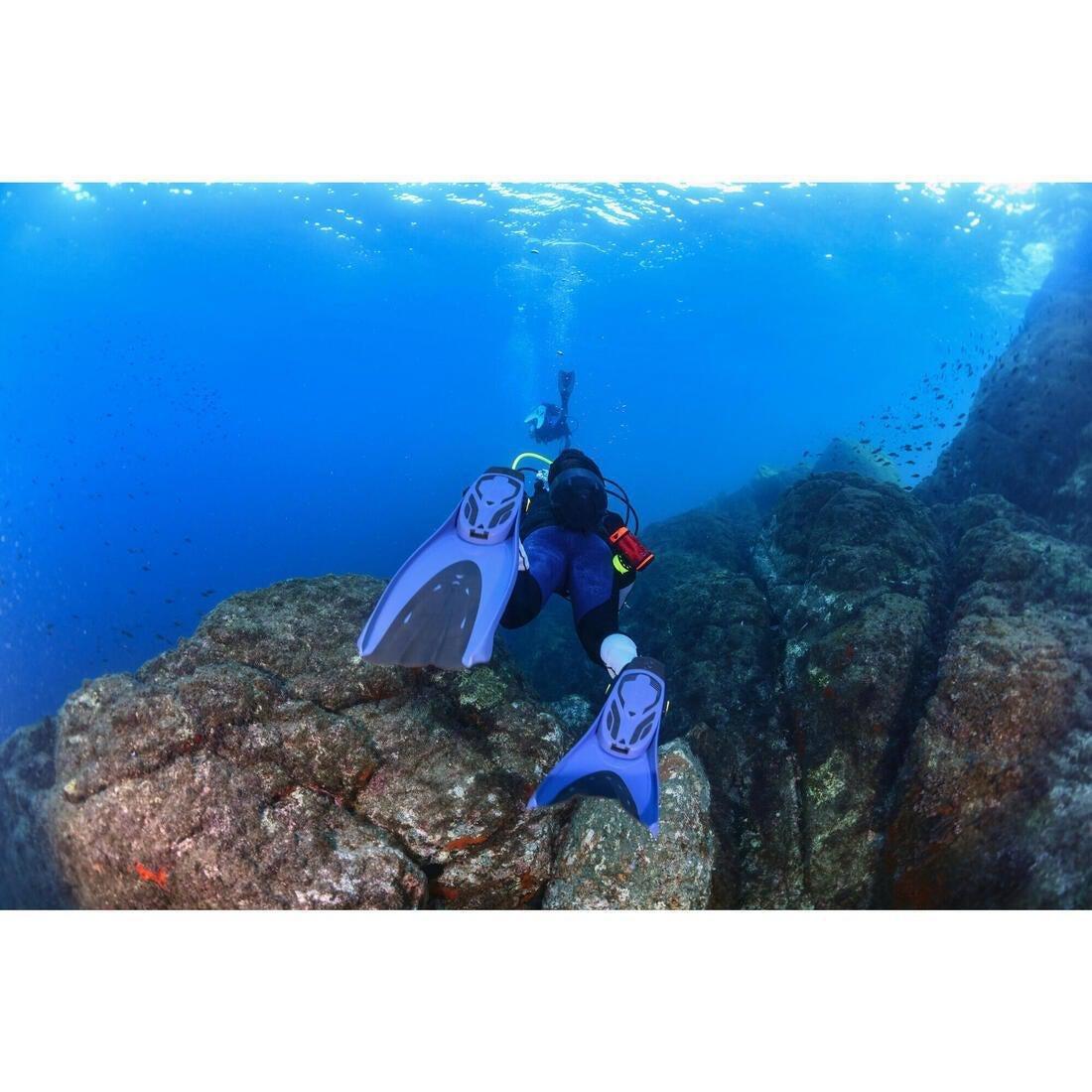 Adjustable Scuba Fins with Elastic Strap SCD 500 OH, Deep Navy, No Color, medium