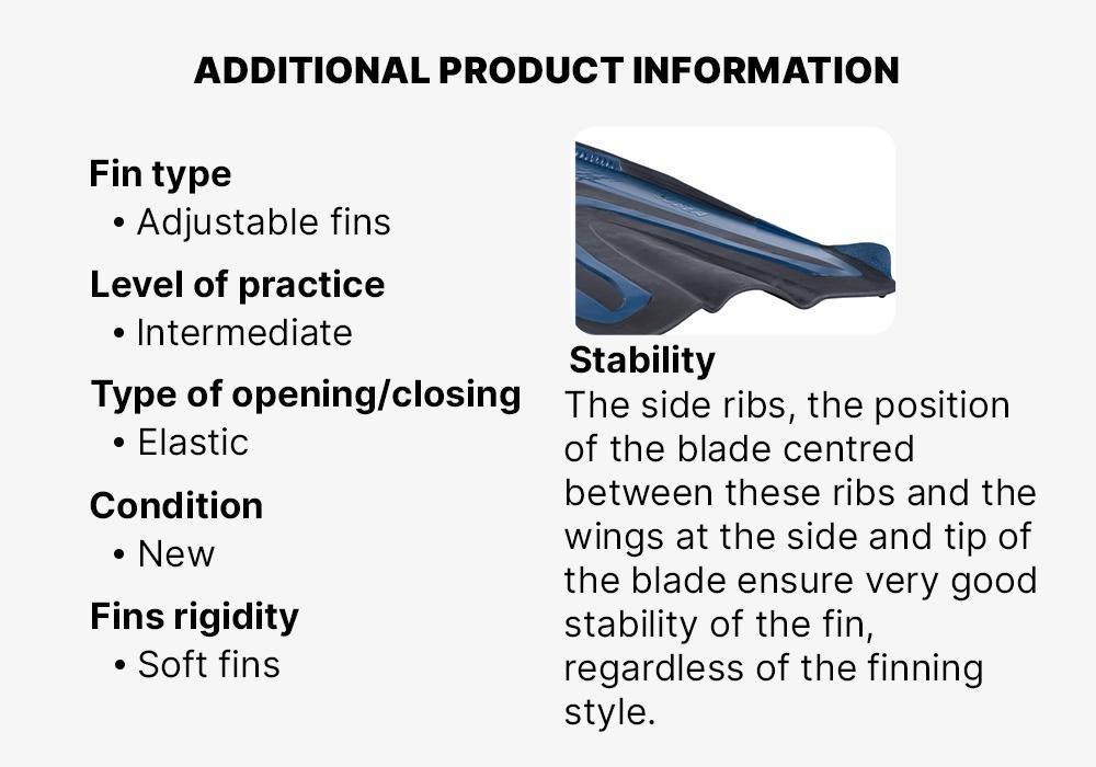 Adjustable Scuba Fins with Elastic Strap SCD 500 OH, Deep Navy, No Color, medium