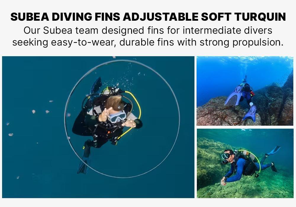 Adjustable Scuba Fins with Elastic Strap SCD 500 OH, Deep Navy, No Color, medium