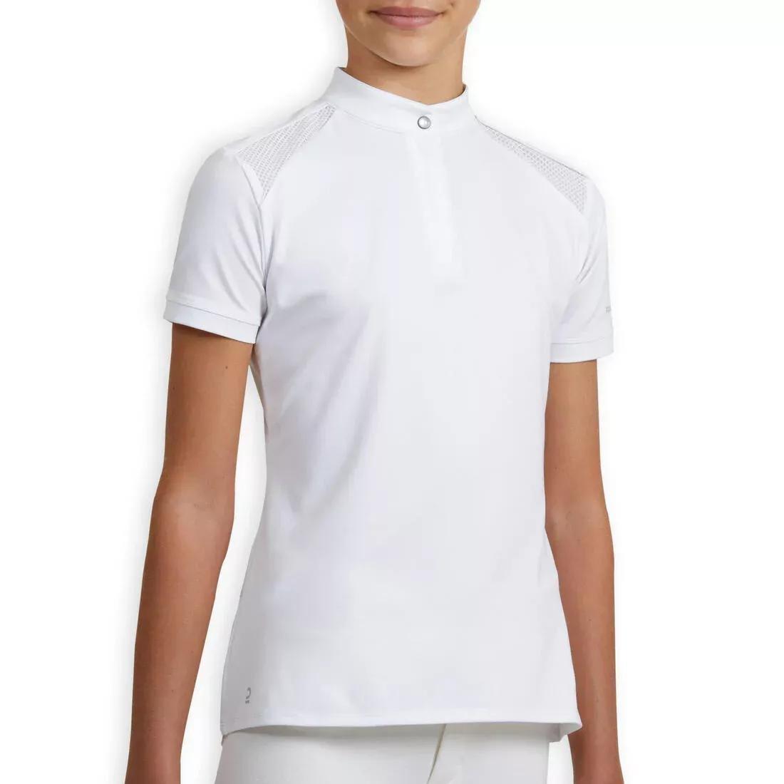 Kids Girls Show High-Collar Polo Shirt - 500, White, No Color, medium