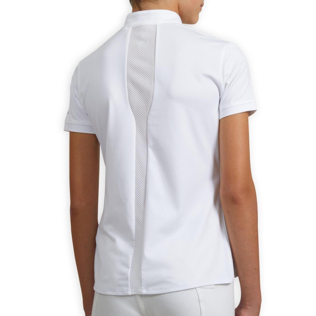 Kids Girls Show High-Collar Polo Shirt - 500, White, , large image number 3