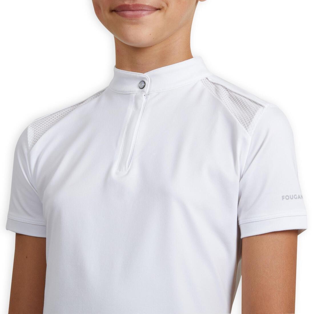 Kids Girls Show High-Collar Polo Shirt - 500, White, , large image number 7