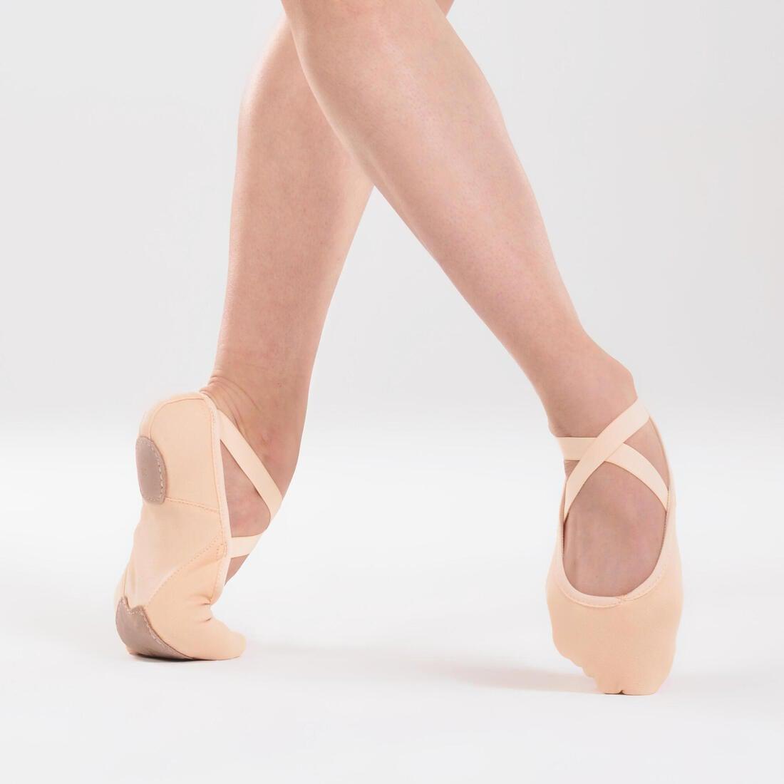 Stretch Canvas Split-Sole Demi-Pointe Ballet Shoes, Bisque, , large image number 10