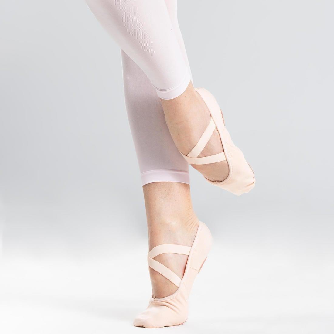 Stretch Canvas Split-Sole Demi-Pointe Ballet Shoes, Bisque, , large image number 12