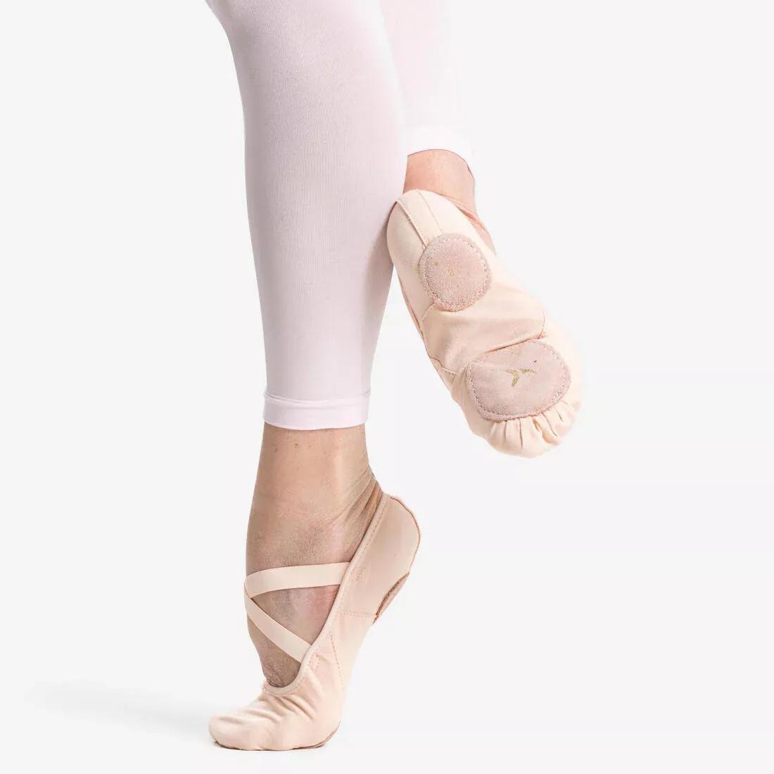 PETAL BEIGE Stretch Canvas Split-Sole Demi-Pointe Ballet Shoes Size 7 to 7.5 - Salmon, No Color, large image number 0