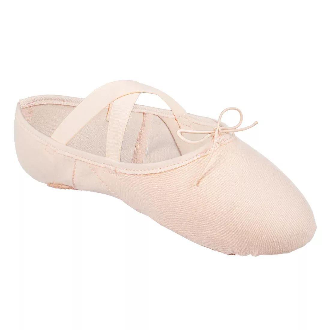 PETAL BEIGE Stretch Canvas Split-Sole Demi-Pointe Ballet Shoes Size 7 to 7.5 - Salmon, No Color, large image number 0
