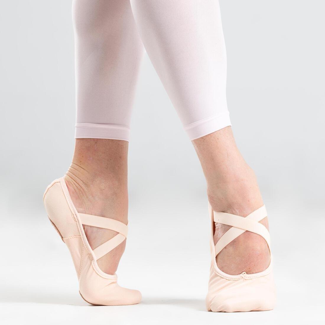 STAREVER - Stretch Canvas Split-Sole Demi-Pointe Ballet Shoes Size 7.5 to 8, Bisque