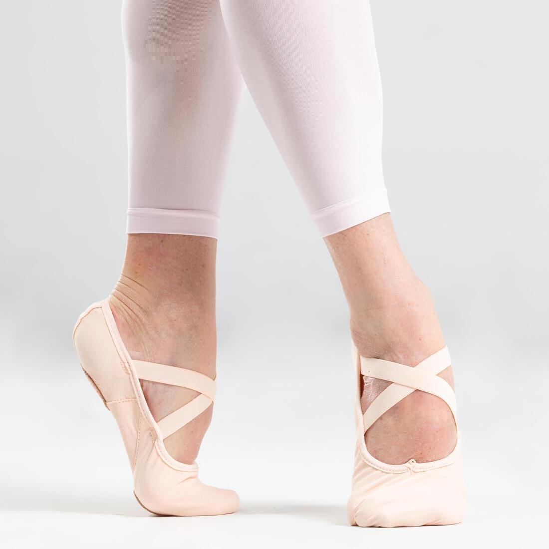 PETAL BEIGE Stretch Canvas Split-Sole Demi-Pointe Ballet Shoes Size 7 to 7.5 - Salmon, No Color, large image number 3