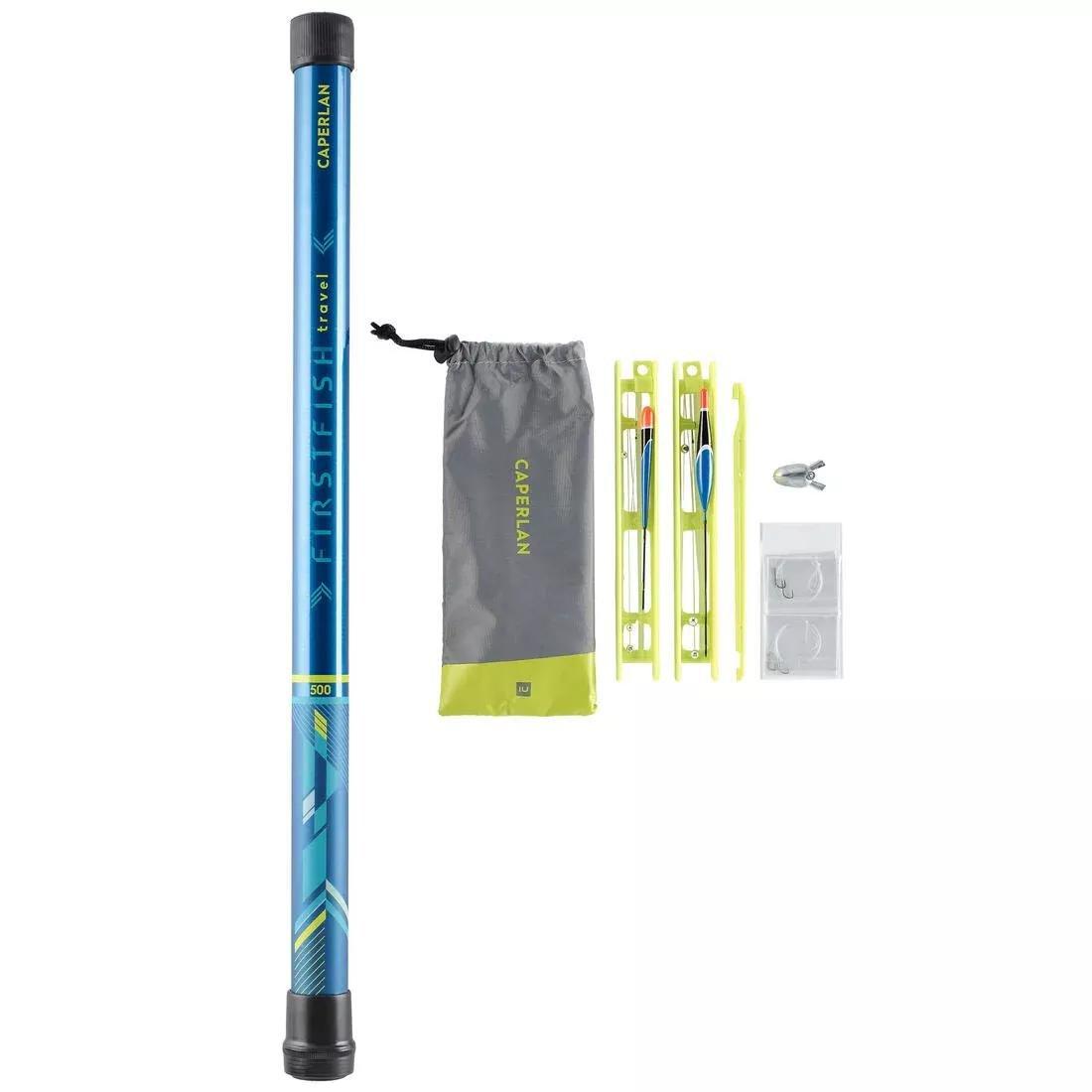 Pole Fishing Starter Set FirstFish 5m Rod + Rigged Line, Blue, No Color, medium