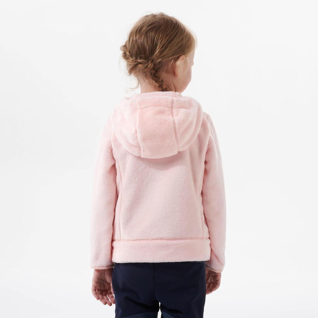 FLUO PALE PINK Kids' Warm Hiking Fleece Jacket - MH500 Aged 2-6, , large image number 3