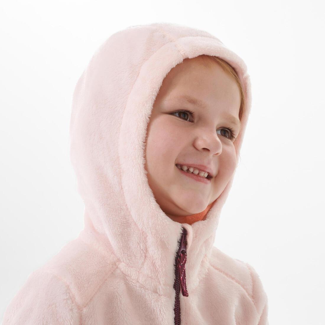 FLUO PALE PINK Kids' Warm Hiking Fleece Jacket - MH500 Aged 2-6, , large image number 5