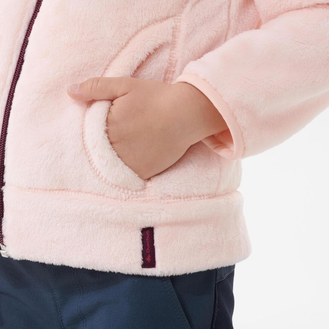 FLUO PALE PINK Kids' warm hiking fleece jacket NH500 - 2-6 years Zip, No Color, medium