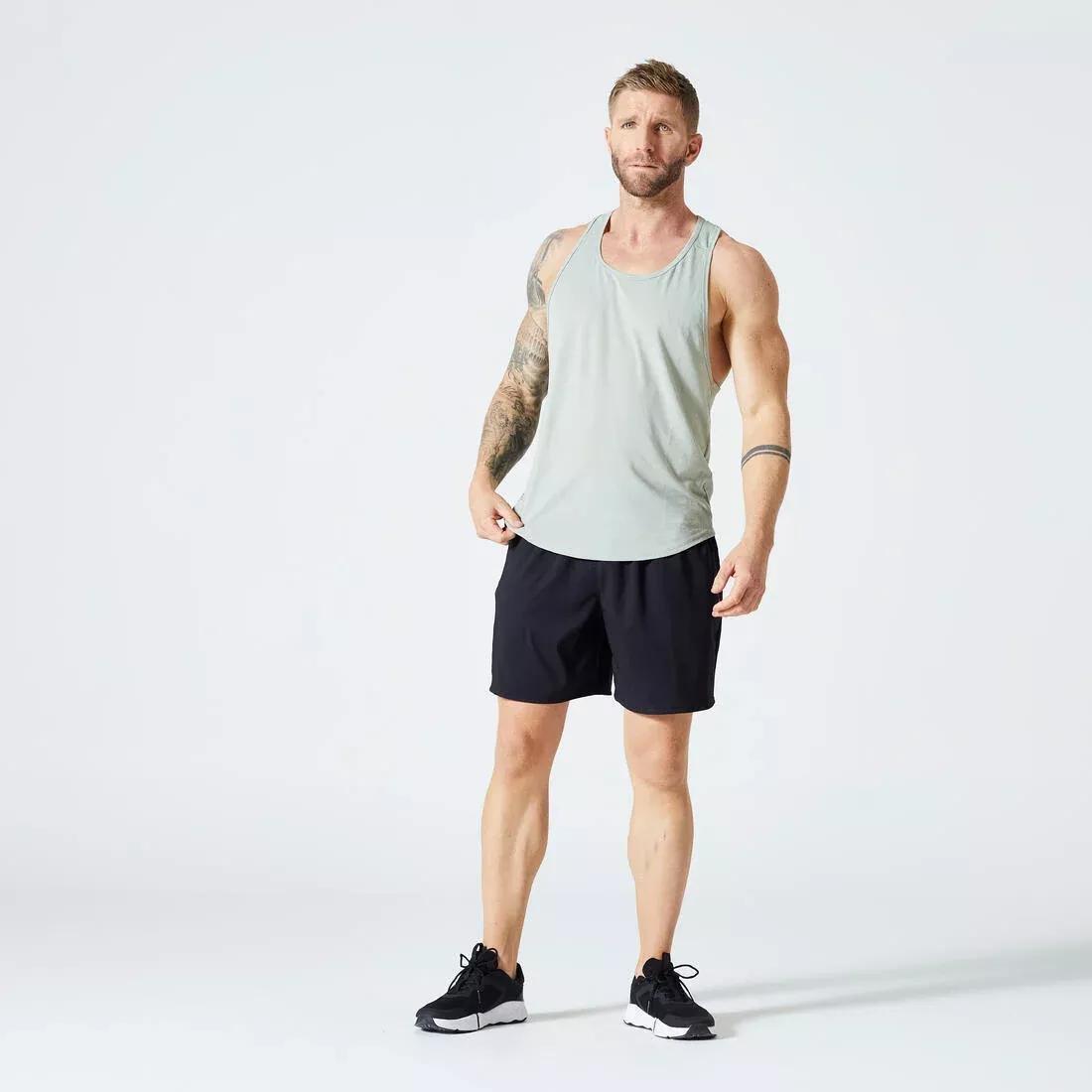 Men Breathable Performance Weight Training Stringer Tank Top, Black, No Color, large image number 2