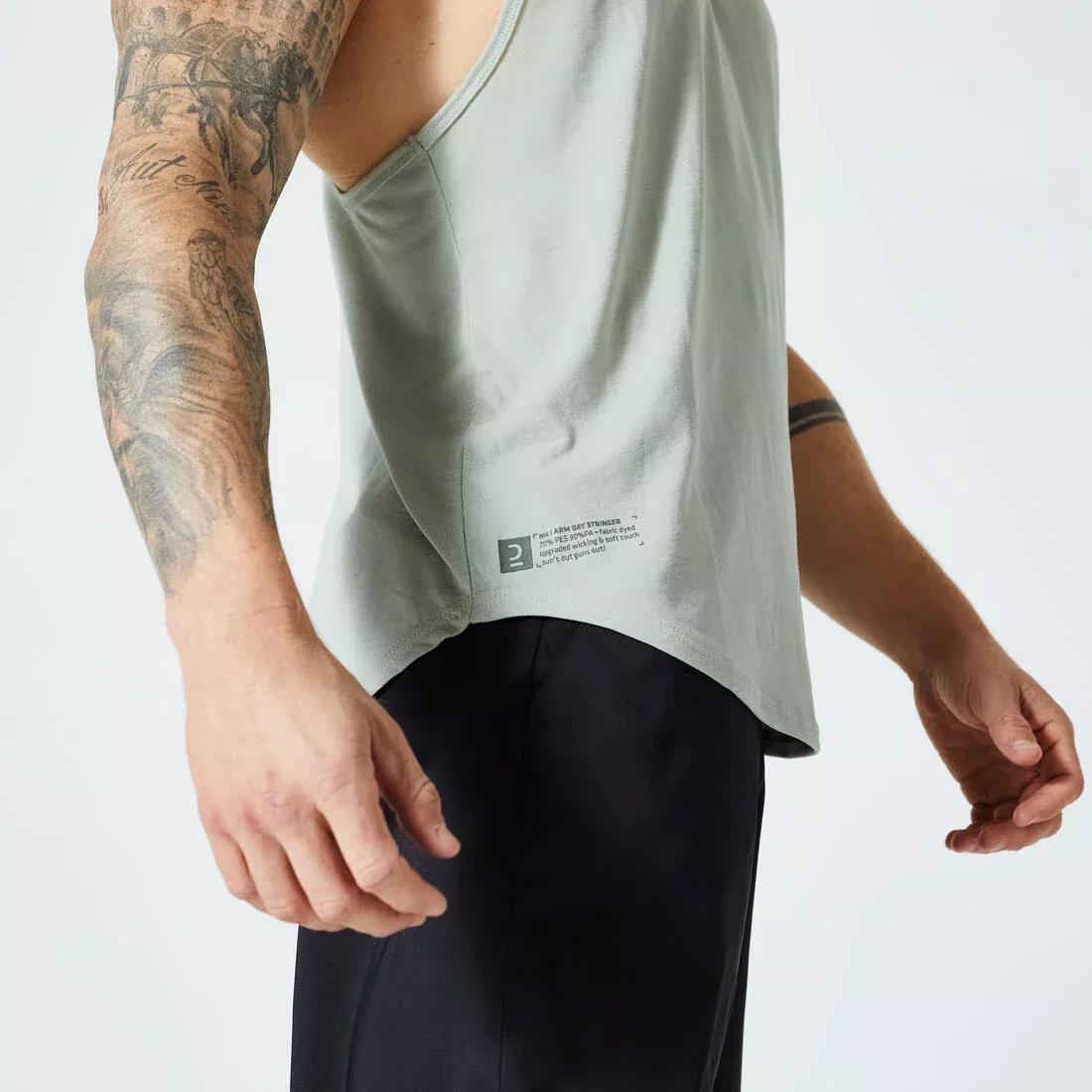 Men Breathable Performance Weight Training Stringer Tank Top, Black, , large image number 4