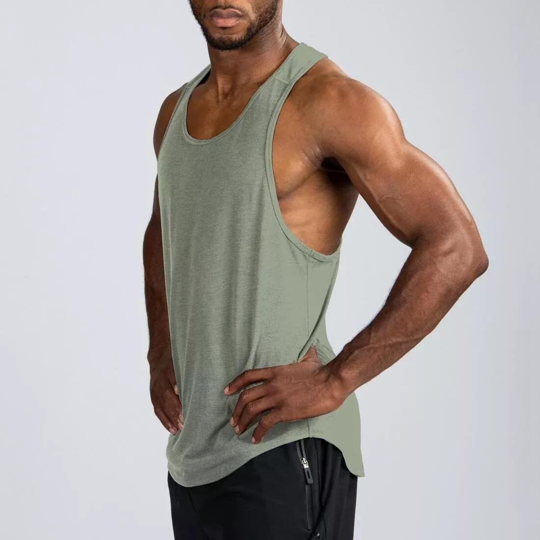 Men Breathable Performance Weight Training Stringer Tank Top, Black, , large image number 6